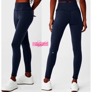 Alo Airbrush Winter Warm High-Waist Nocturne Legging Navy Brushed Fleece Hi-Rise